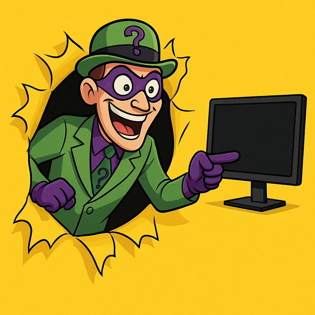Villainous  Riddler Inspired Web Dev  Bursting Through A Yellow Paper Wall, Making Website Mistakes
